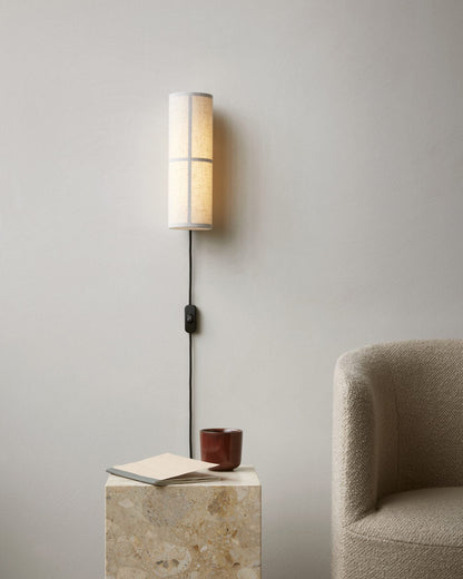 Cylinder Wall Lamp | Fabric Shade | Black Frame, White or Grey Shade