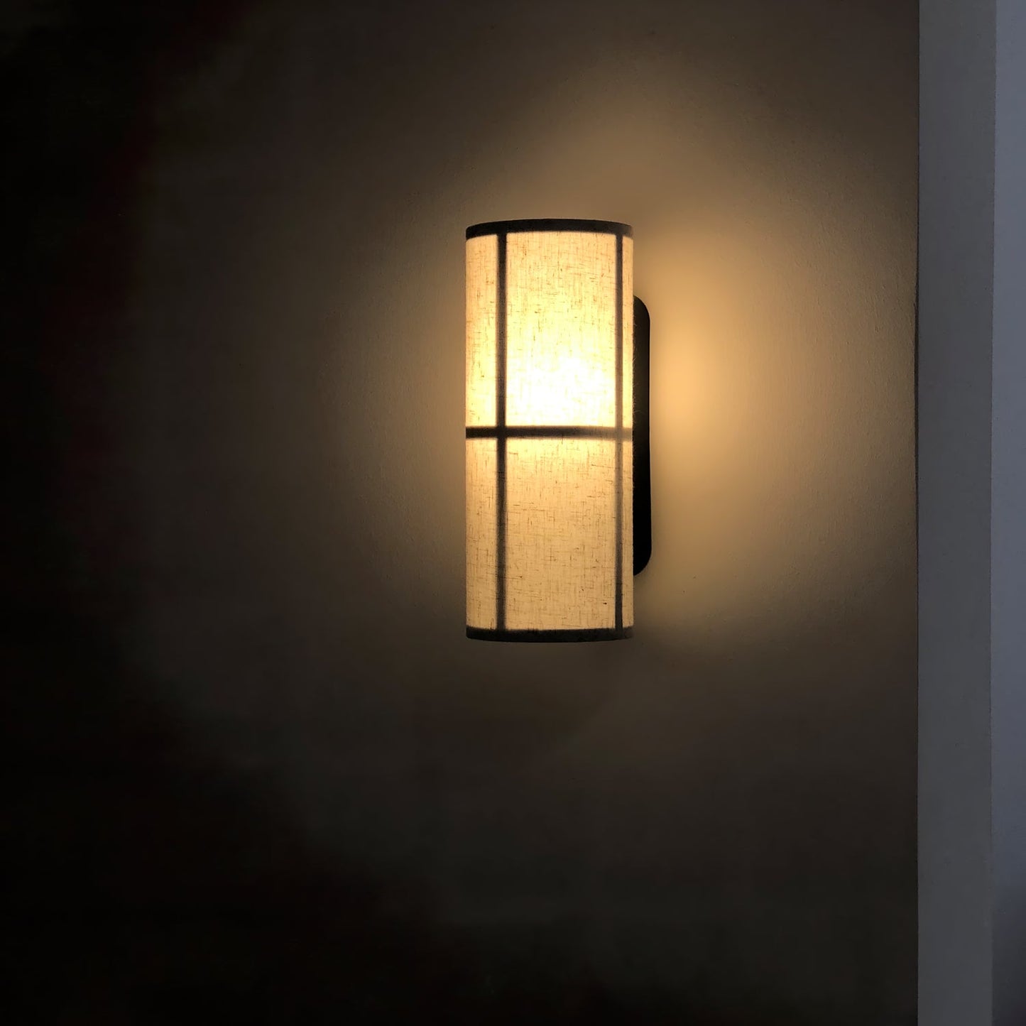Cylinder Wall Lamp | Fabric Shade | Black Frame, White or Grey Shade