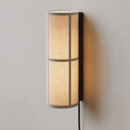 Cylinder Wall Lamp | Fabric Shade | Black Frame, White or Grey Shade