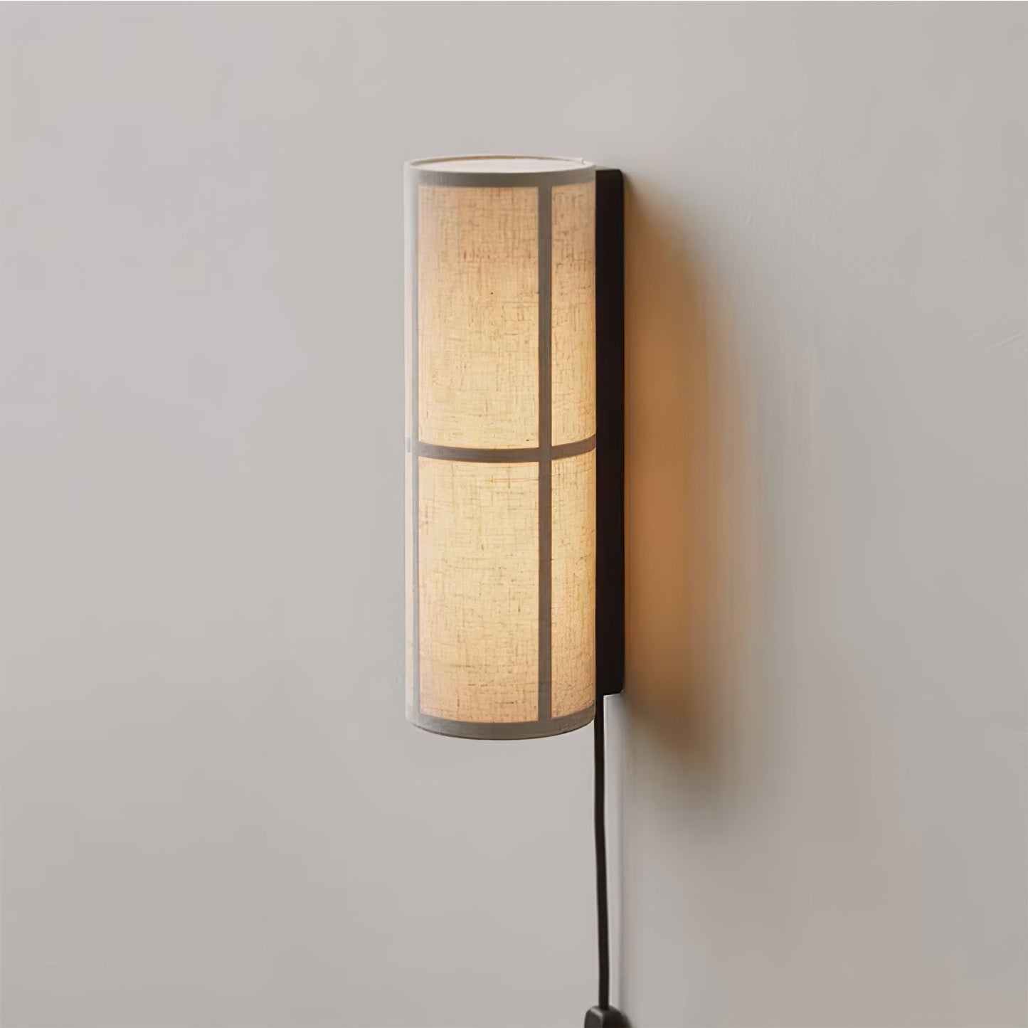 Cylinder Wall Lamp | Fabric Shade | Black Frame, White or Grey Shade