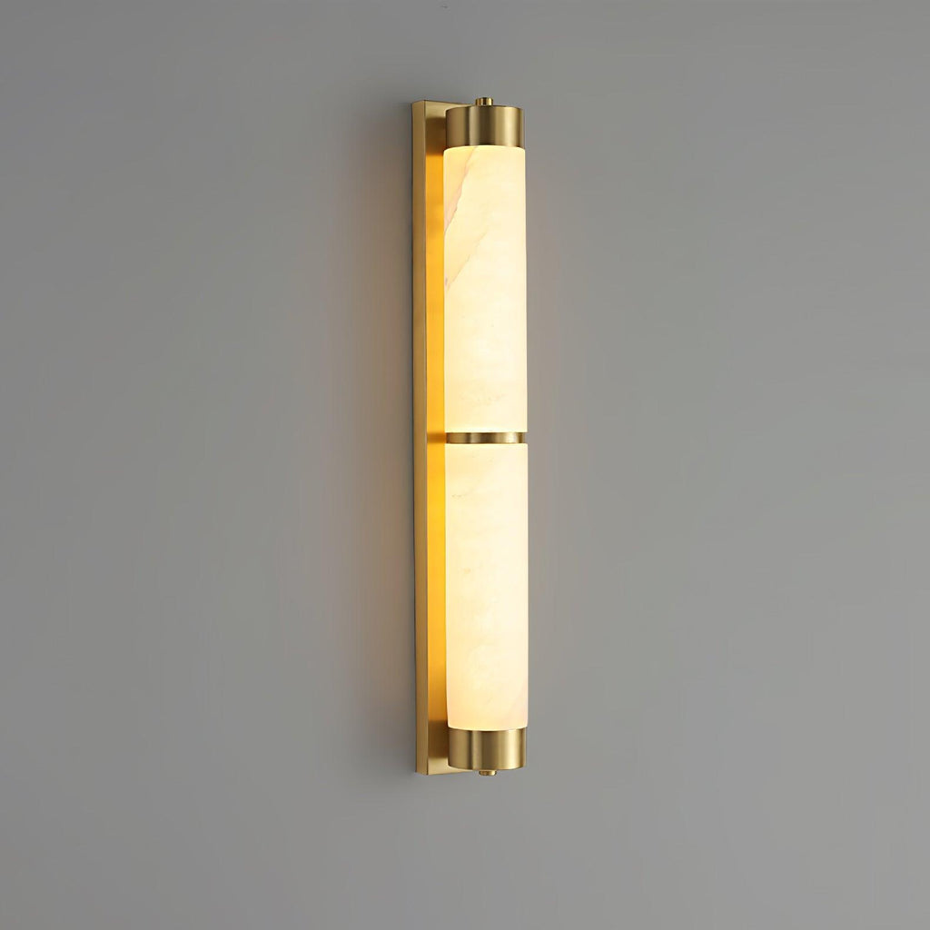 Cylindra Wall Light | Alabaster & Brass | White Shade