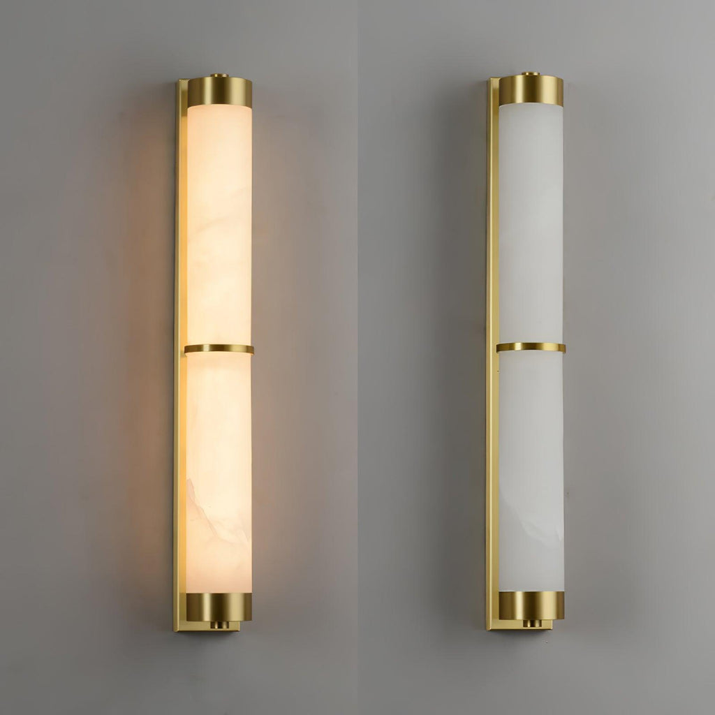 Cylindra Wall Light | Alabaster & Brass | White Shade