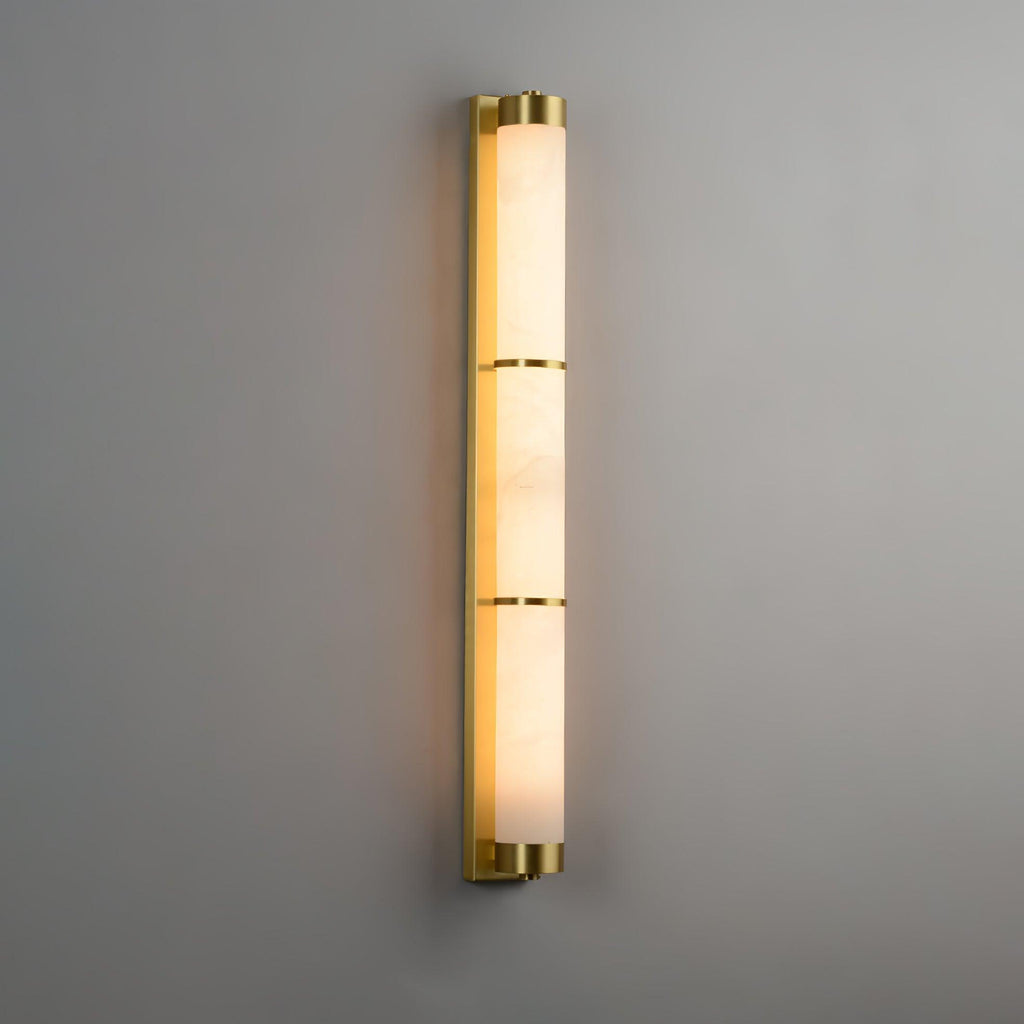 Cylindra Wall Light | Alabaster & Brass | White Shade