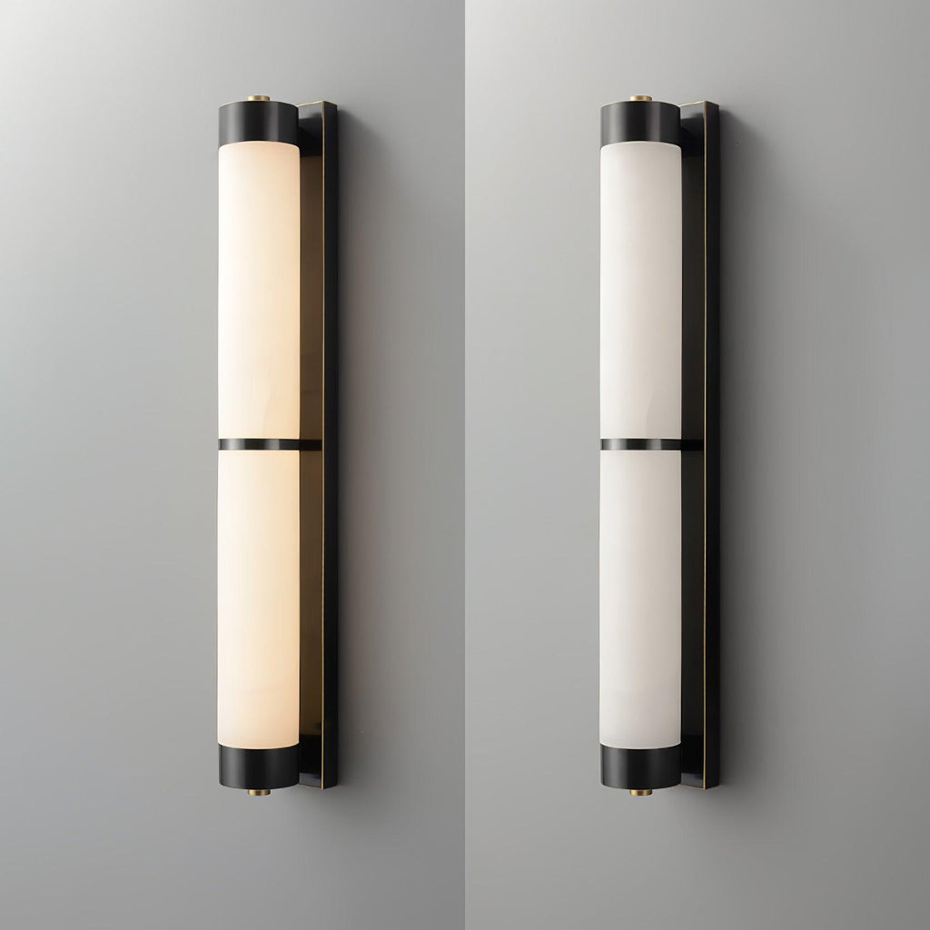 Cylindra Wall Light | Alabaster & Brass | White Shade