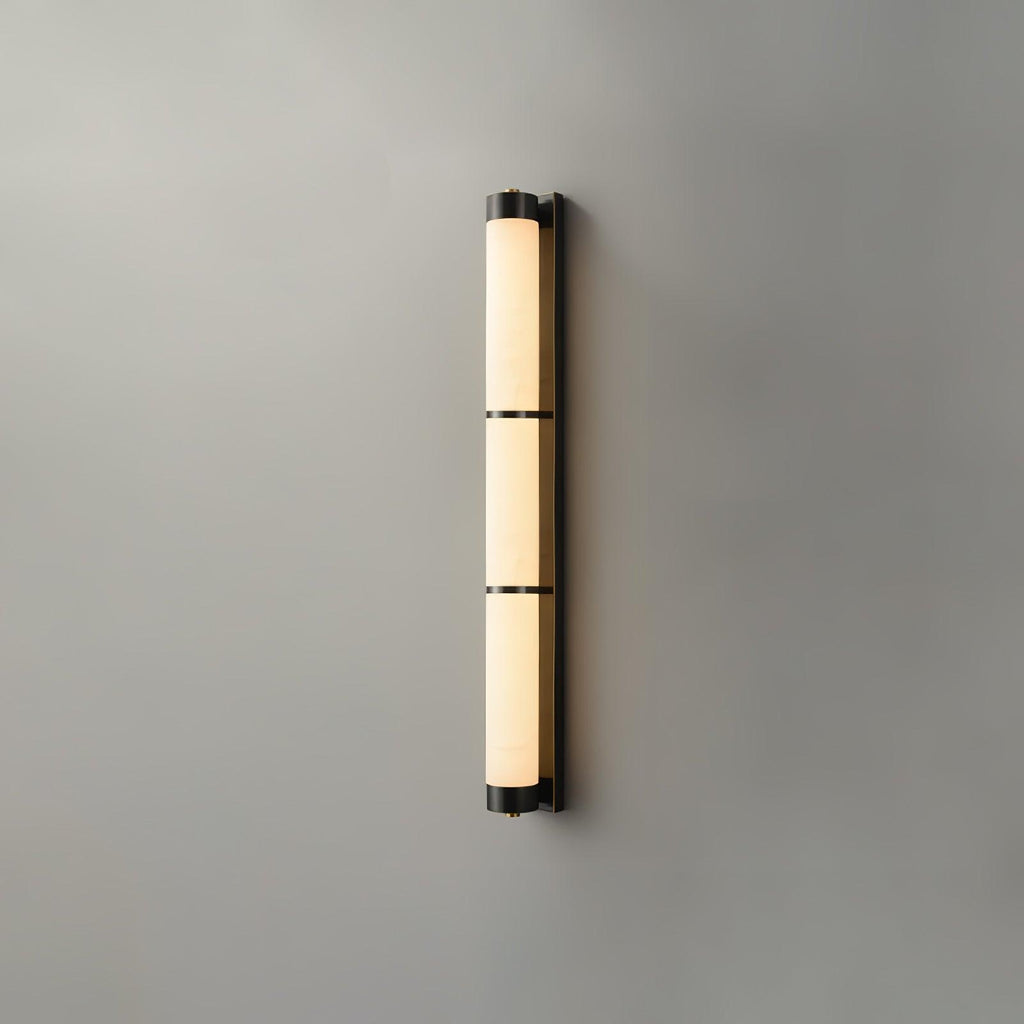 Cylindra Wall Light | Alabaster & Brass | White Shade