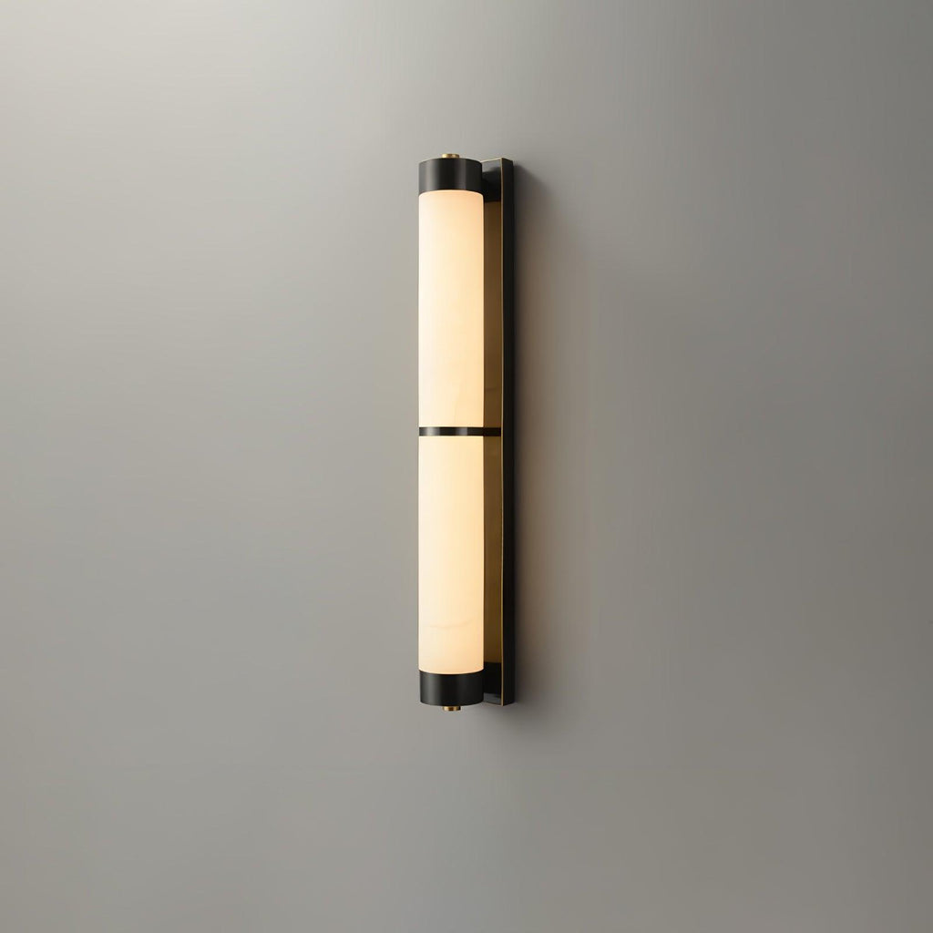 Cylindra Wall Light | Alabaster & Brass | White Shade