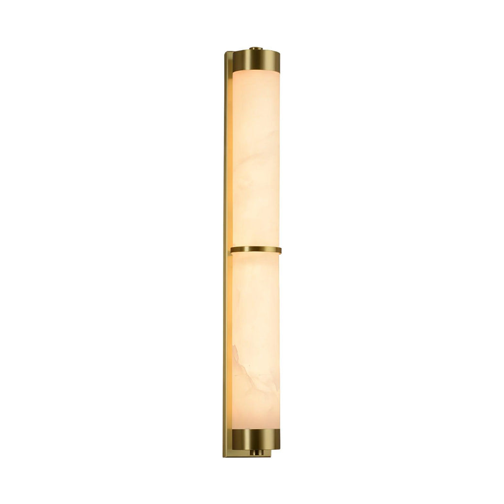 Cylindra Wall Light | Alabaster & Brass | White Shade