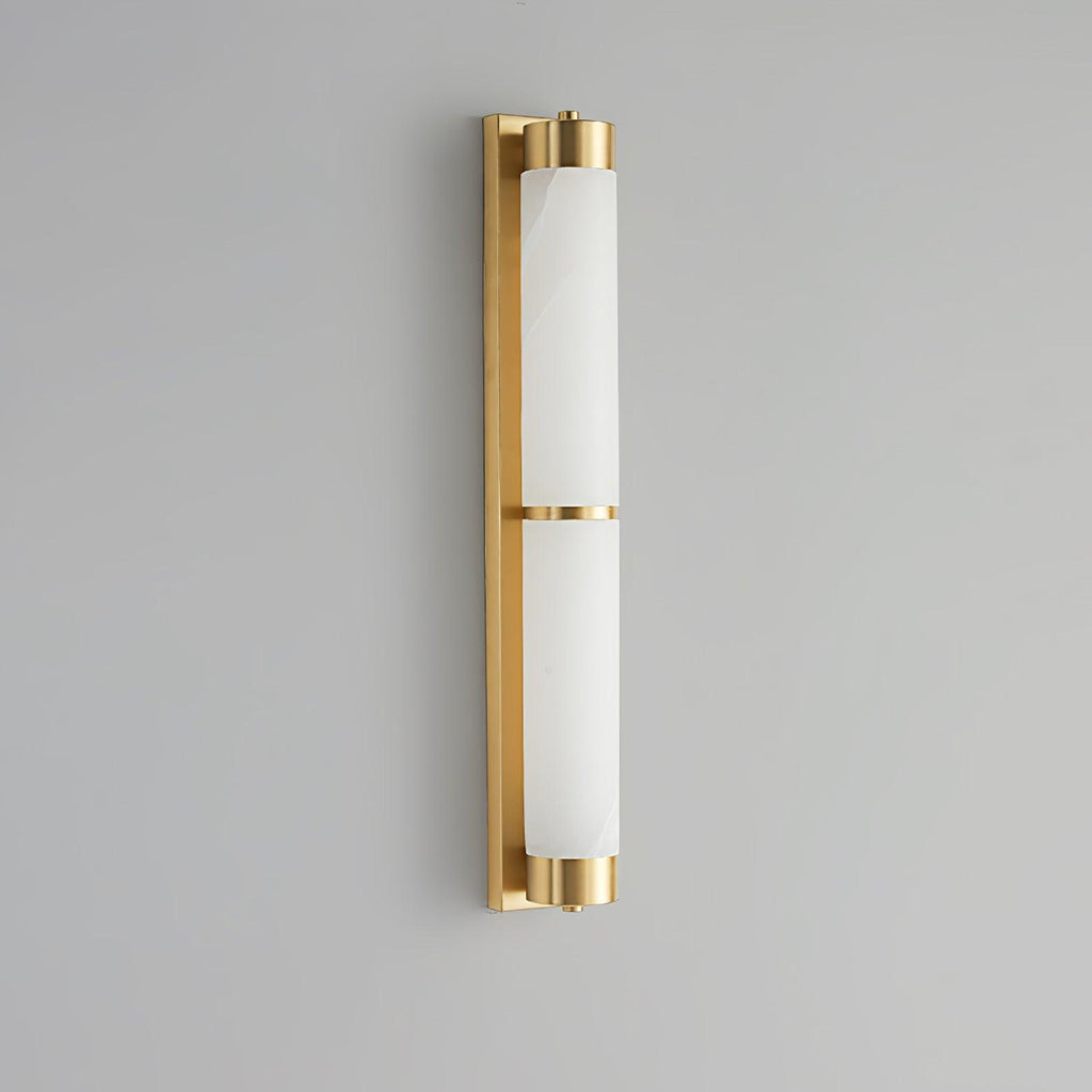 Cylindra Wall Light | Alabaster & Brass | White Shade