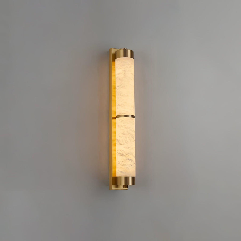 Cylindra Wall Light | Alabaster & Brass | White Shade
