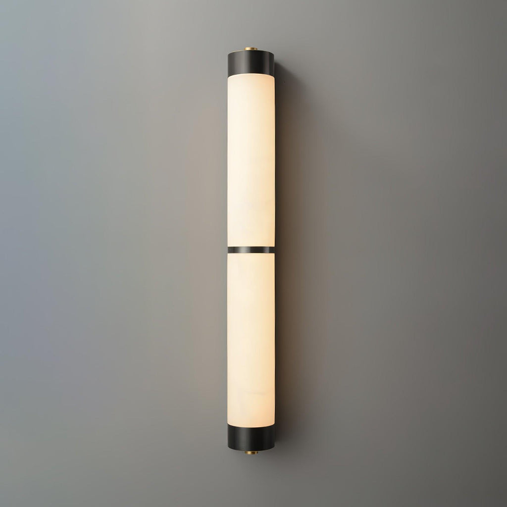 Cylindra Wall Light | Alabaster & Brass | White Shade