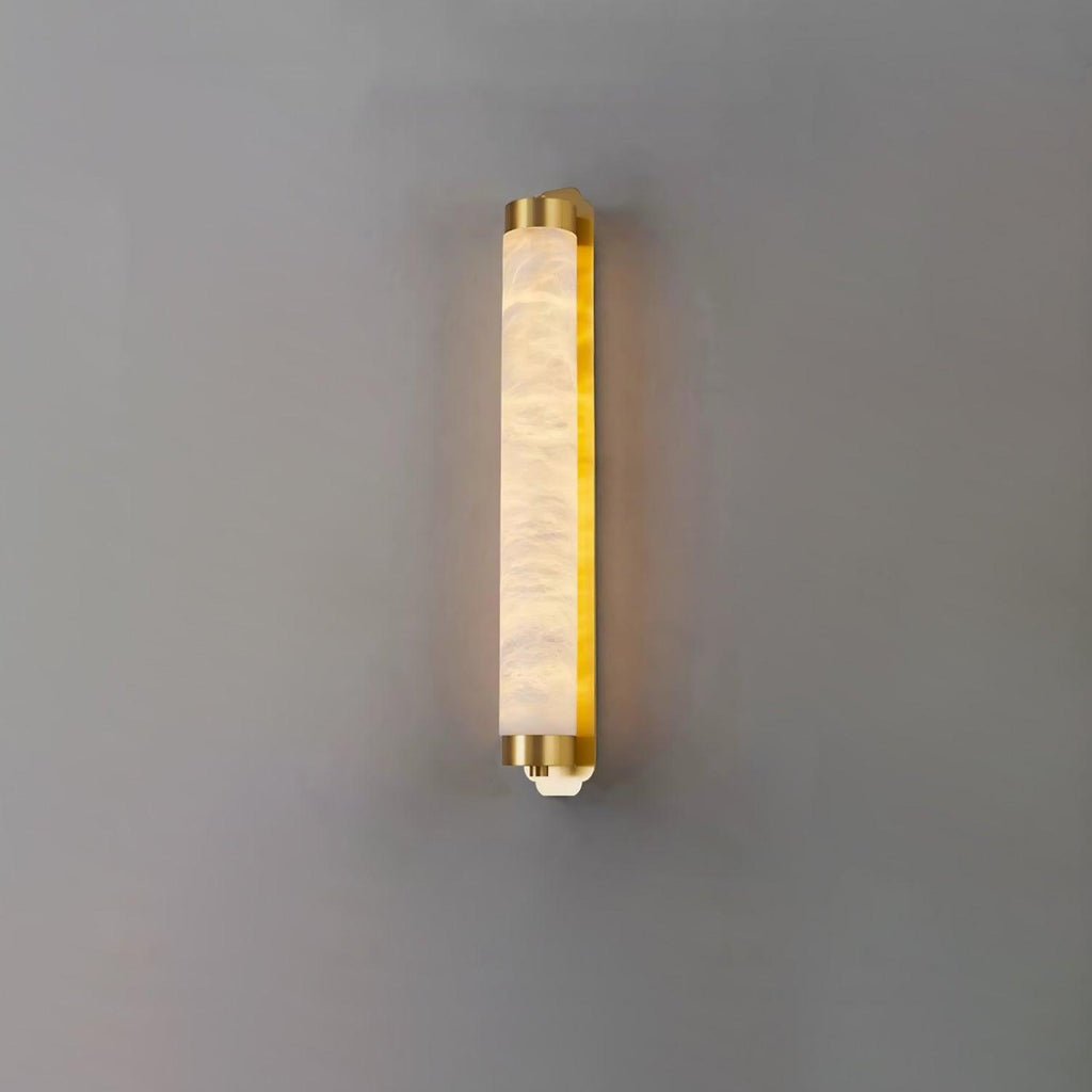 Cylindra Wall Light | Alabaster & Brass | White Shade