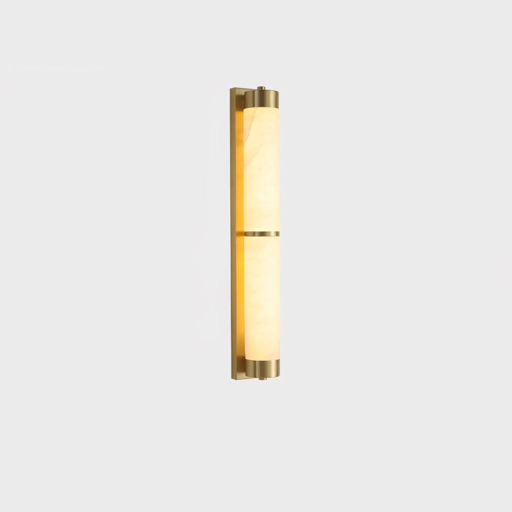 Cylindra Wall Light | Alabaster & Brass | White Shade