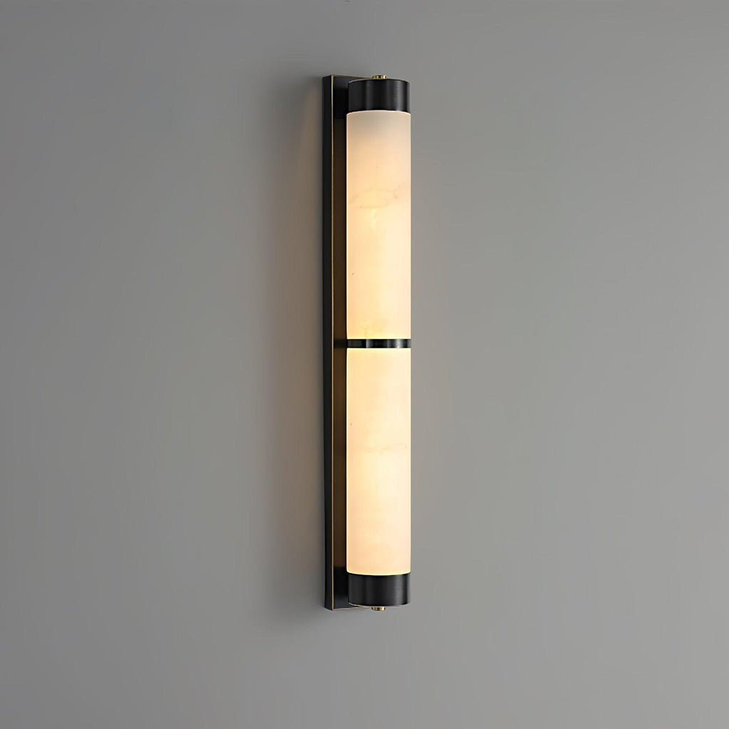 Cylindra Wall Light | Alabaster & Brass | White Shade