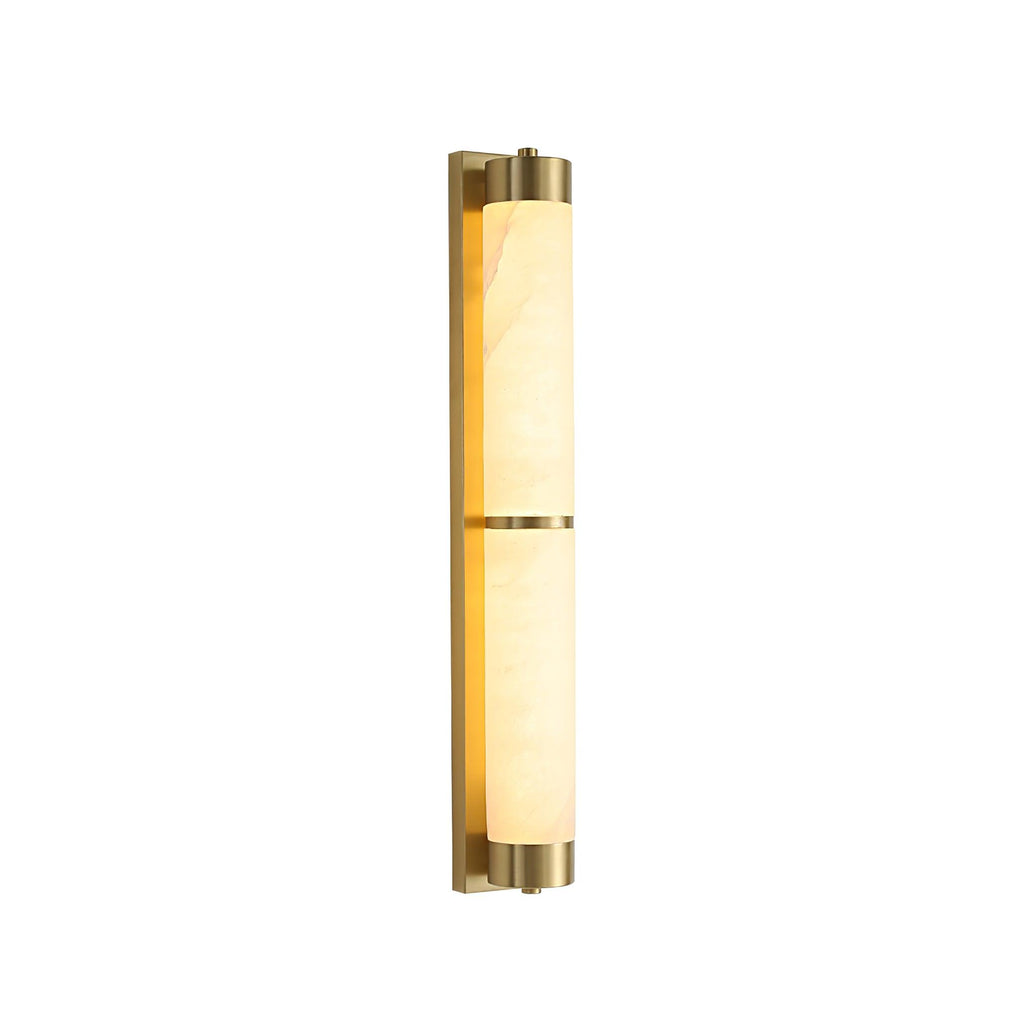 Cylindra Wall Light | Alabaster & Brass | White Shade