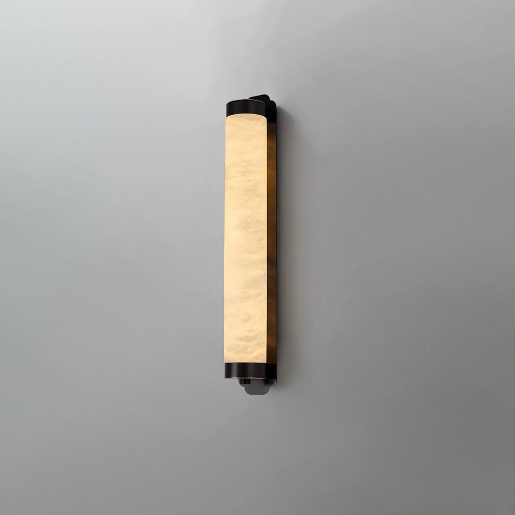 Cylindra Wall Light | Alabaster & Brass | White Shade
