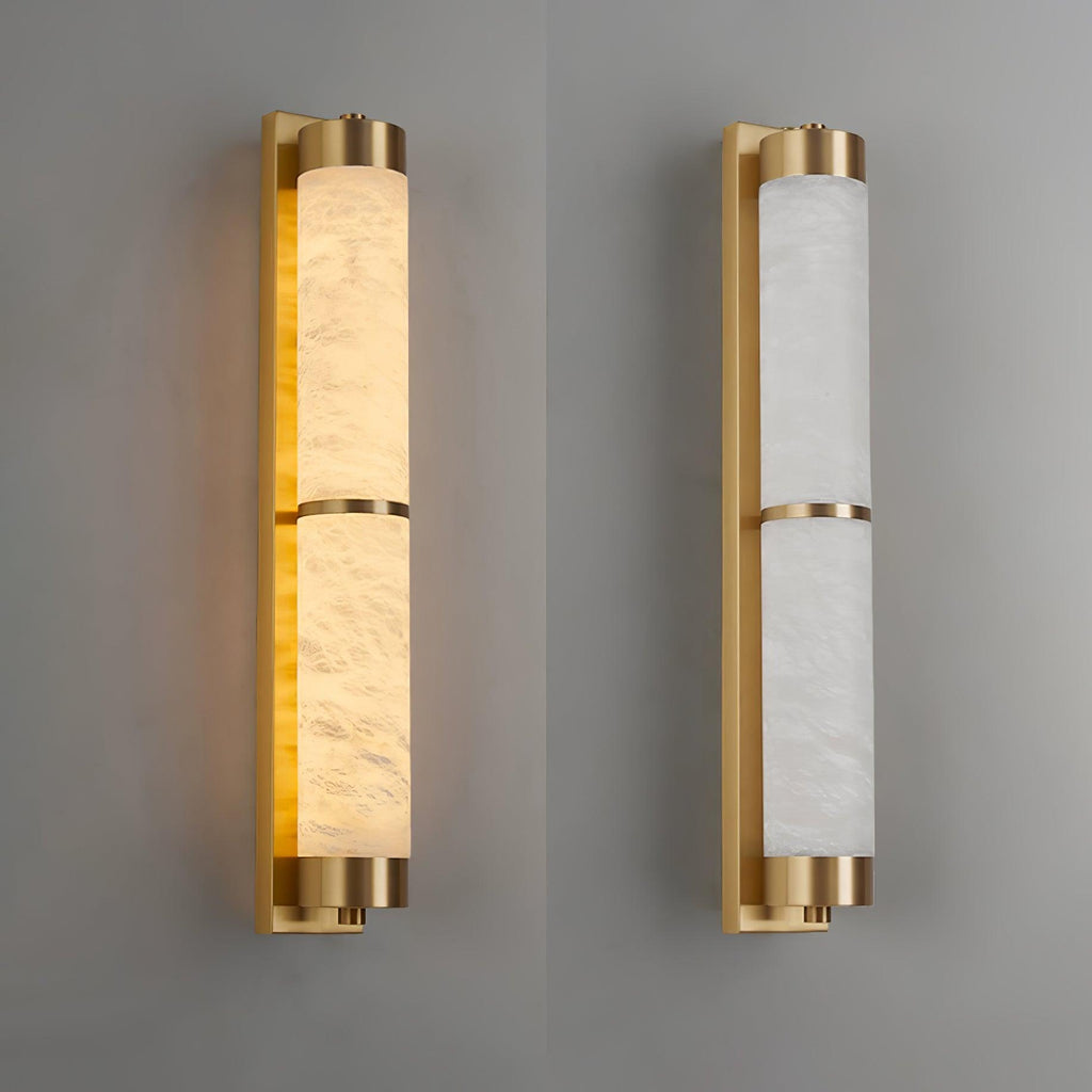 Cylindra Wall Light | Alabaster & Brass | White Shade