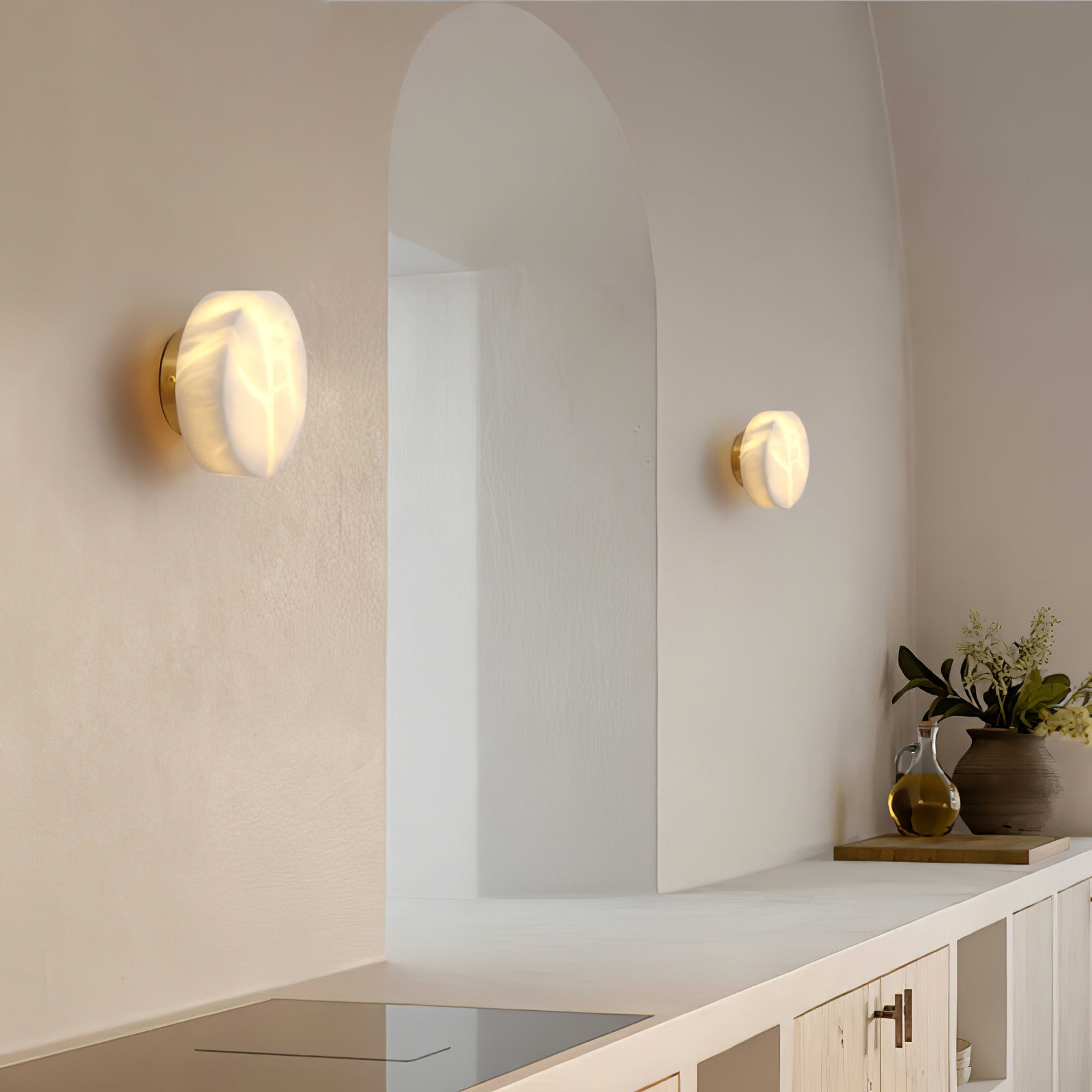 Cylindrical Wall Light | Alabaster Stone | White
