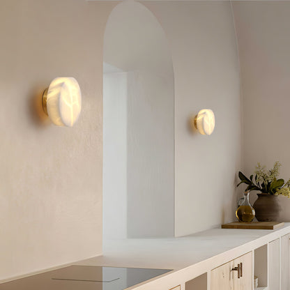 Cylindrical Wall Light | Alabaster Stone | White