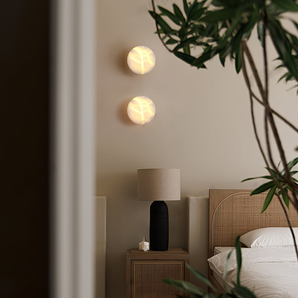 Cylindrical Wall Light | Alabaster Stone | White