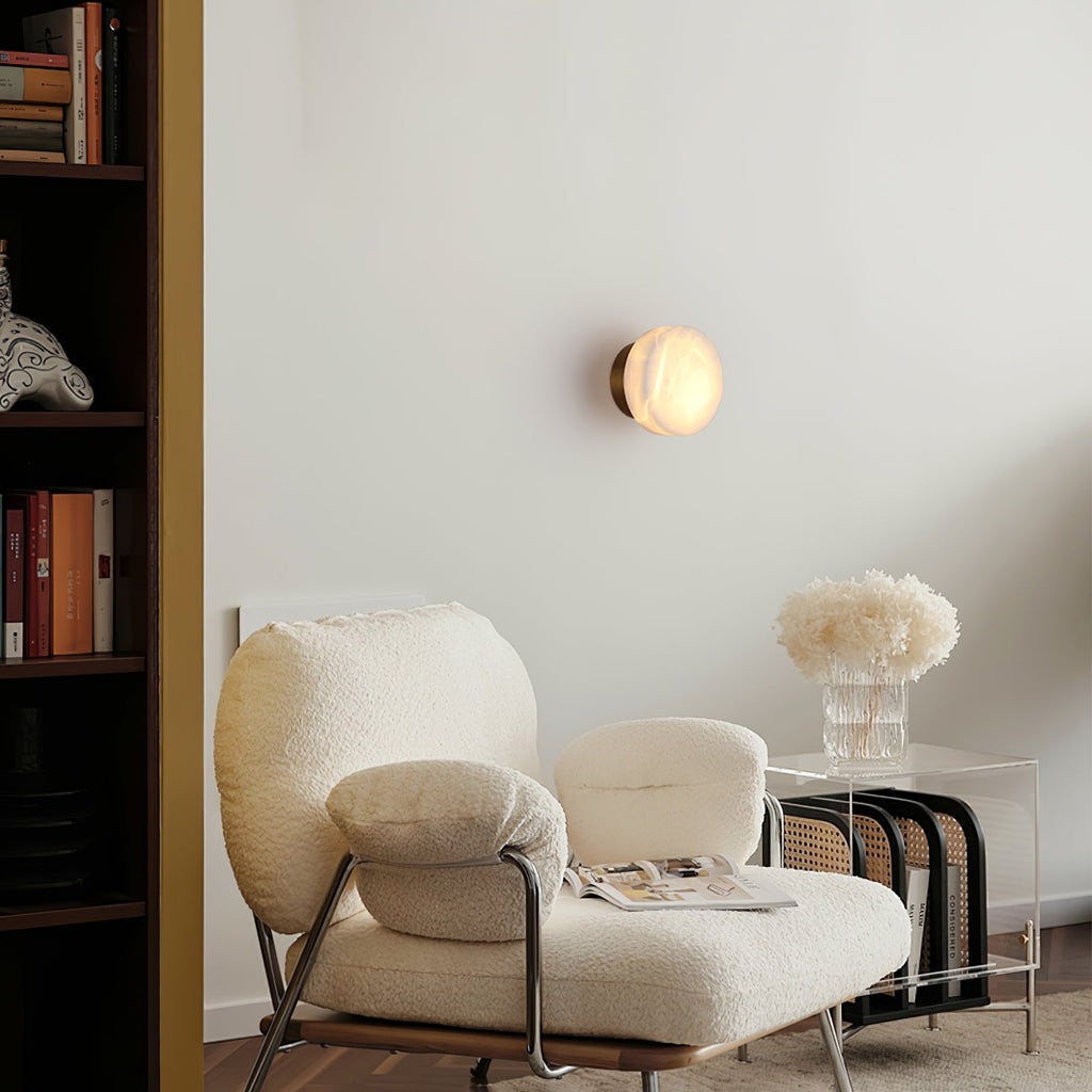 Cylindrical Wall Light | Alabaster Stone | White