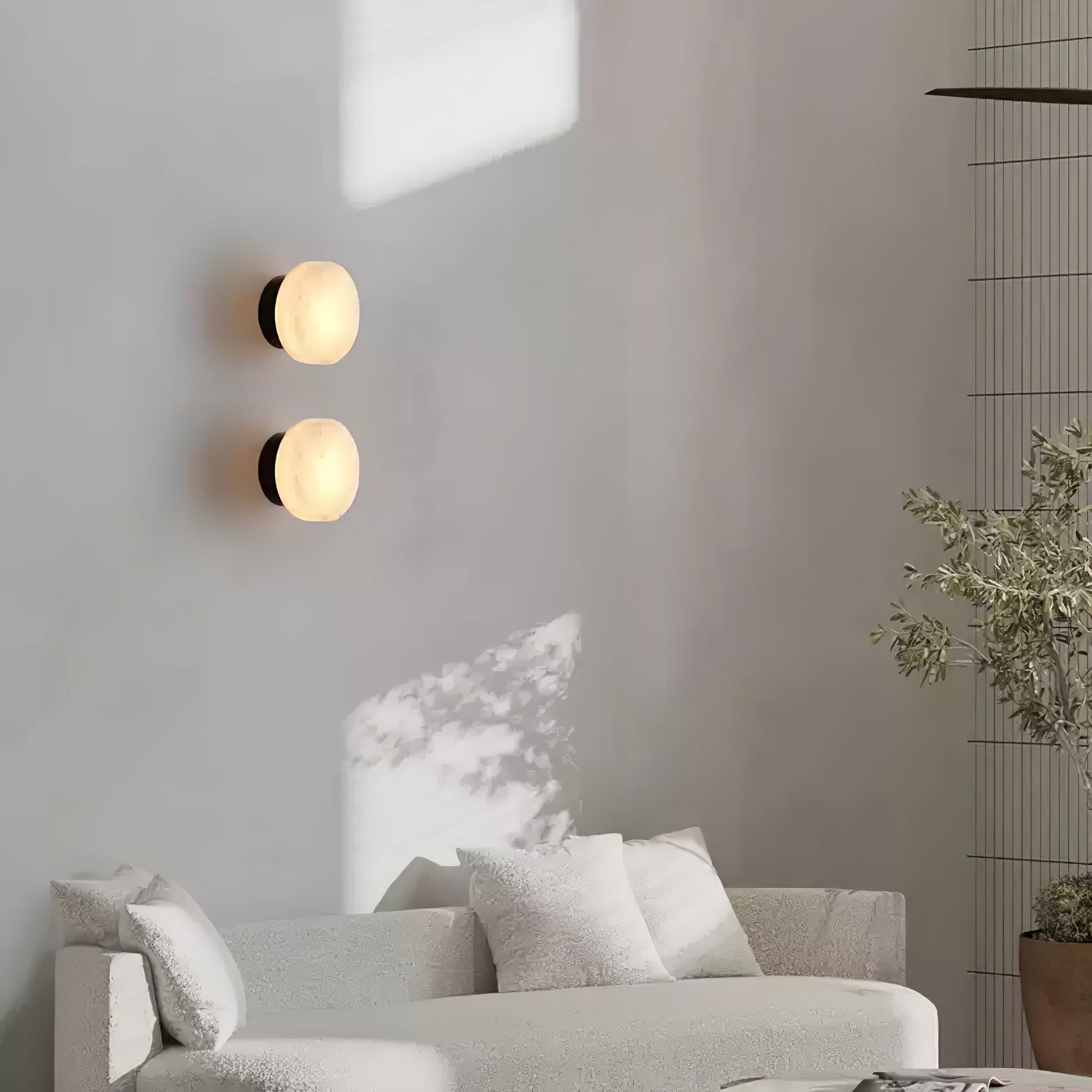 Cylindrical Wall Light | Alabaster Stone | White