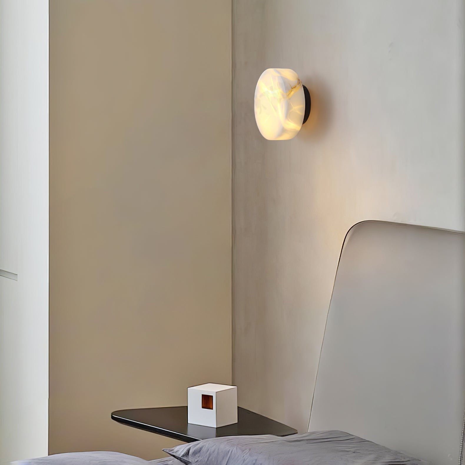 Cylindrical Wall Light | Alabaster Stone | White