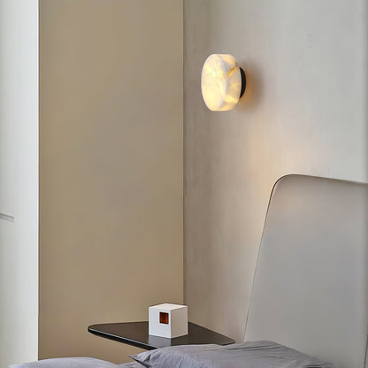 Cylindrical Wall Light | Alabaster Stone | White