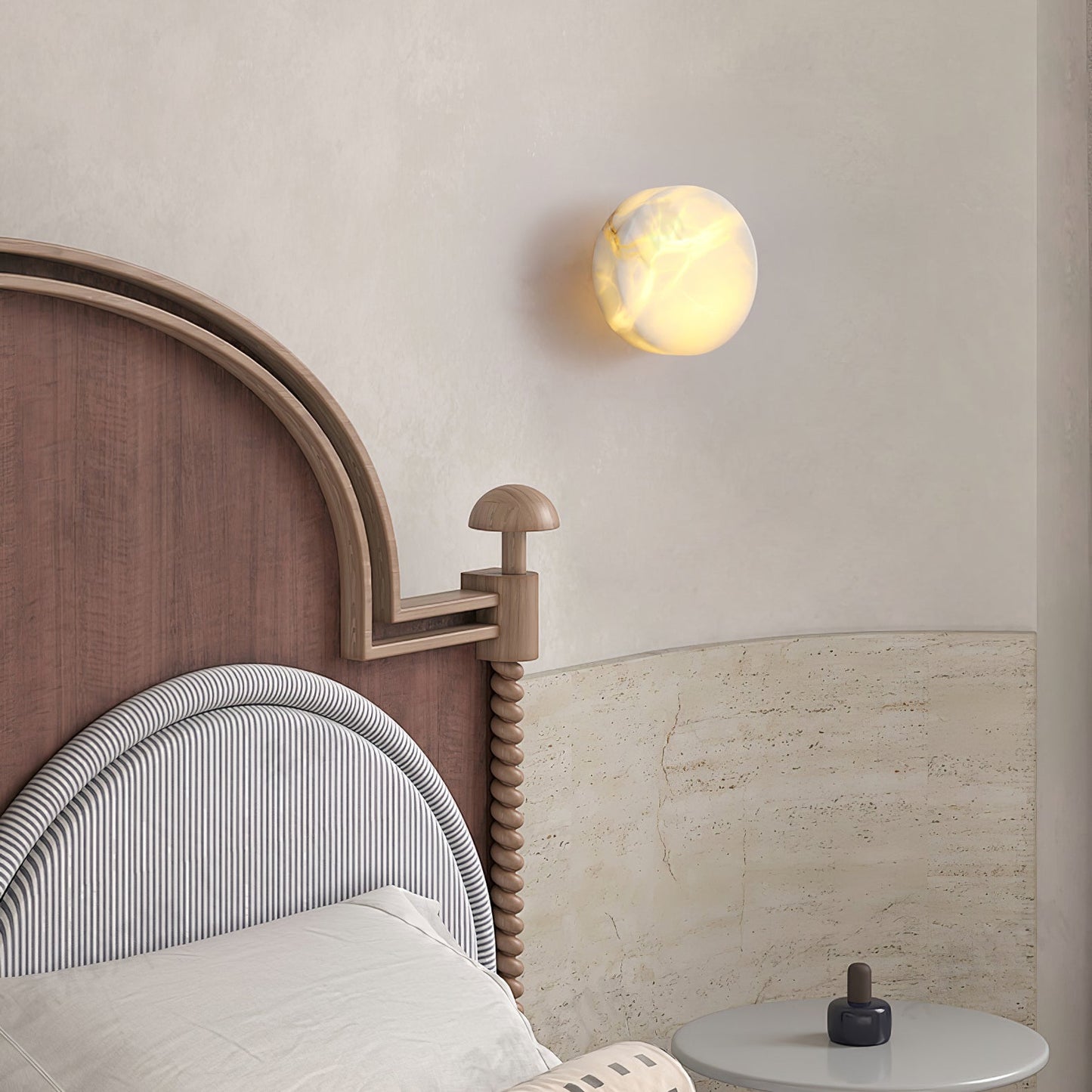 Cylindrical Wall Light | Alabaster Stone | White