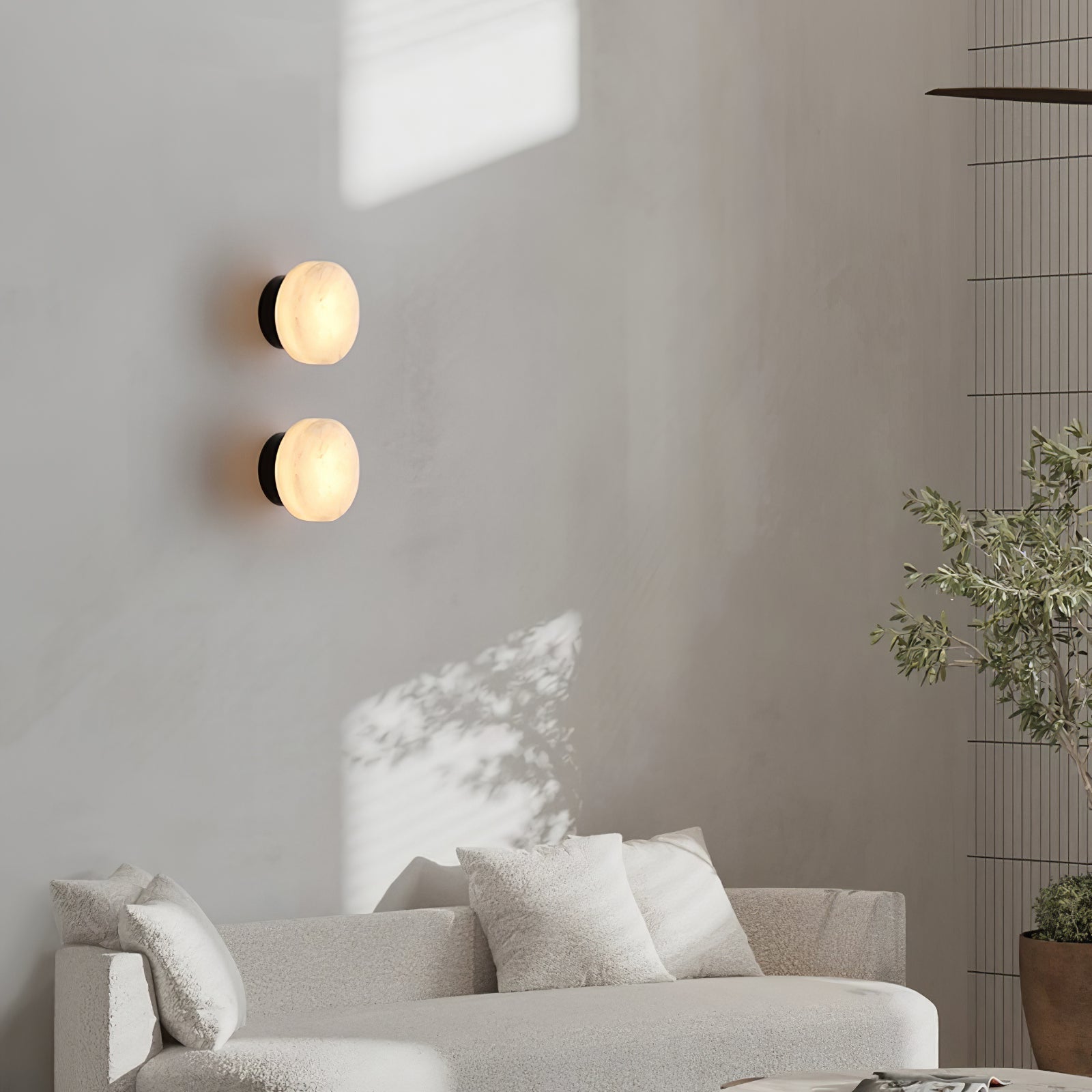 Cylindrical Wall Light | Alabaster Stone | White