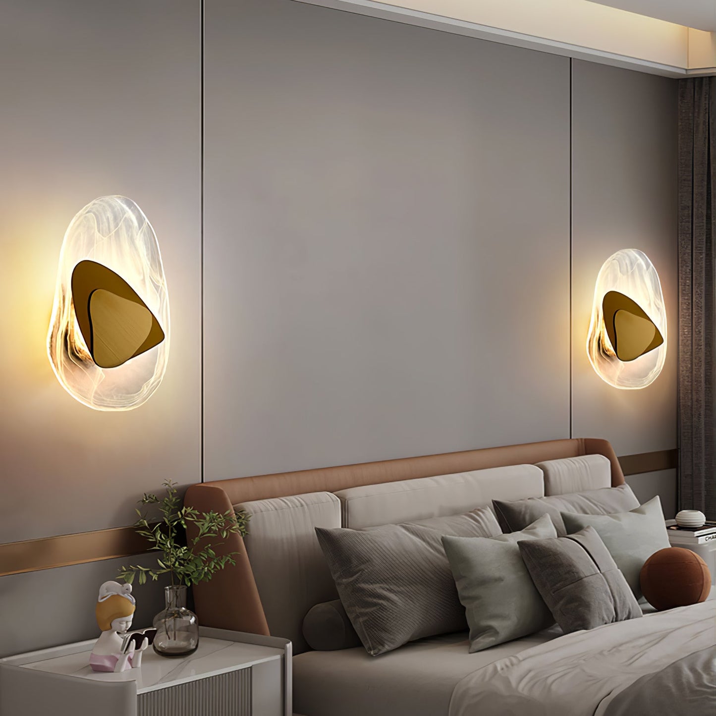 Wall Lamp Set | Metal & Glass | Black & Copper