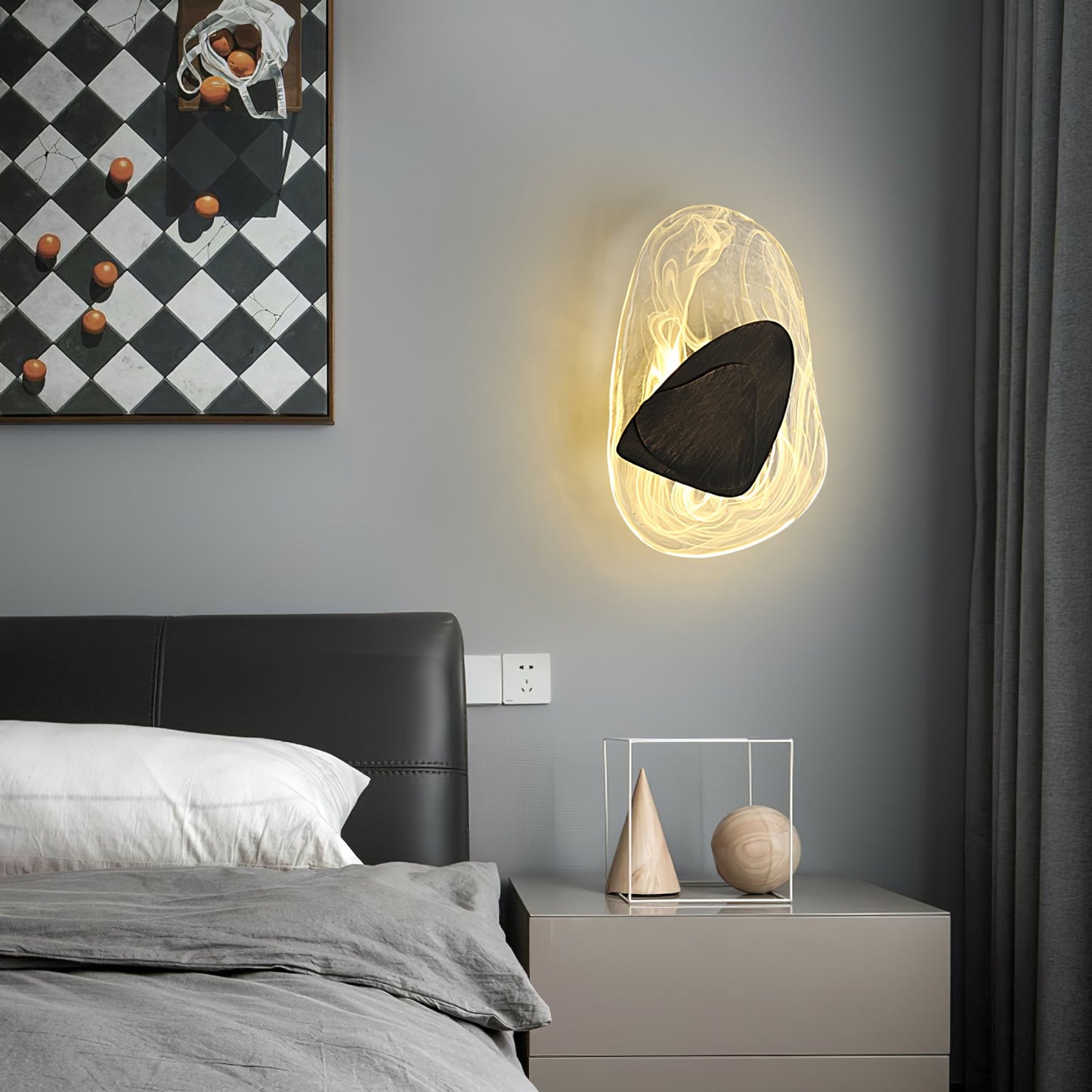 Wall Lamp Set | Metal & Glass | Black & Copper