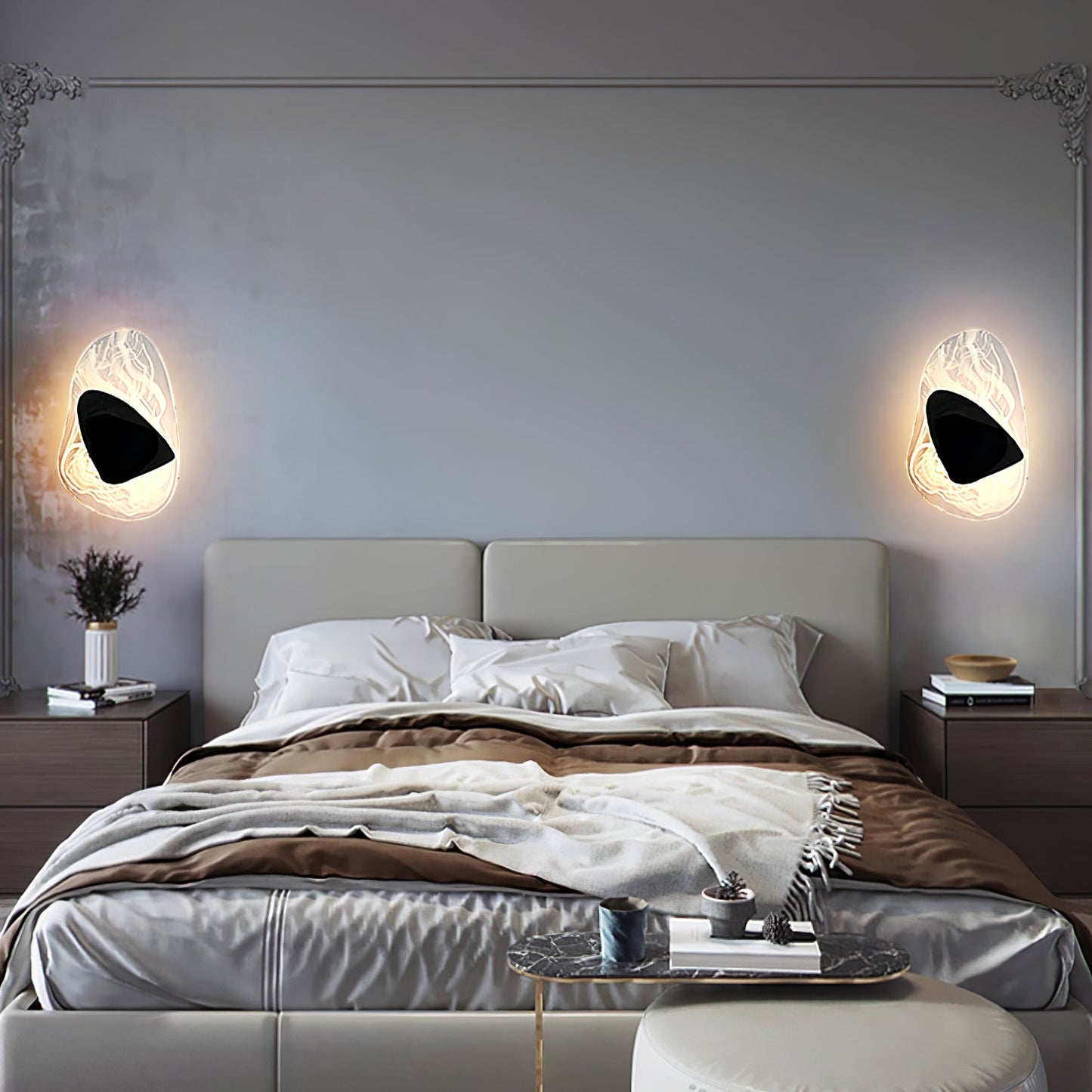 Wall Lamp Set | Metal & Glass | Black & Copper