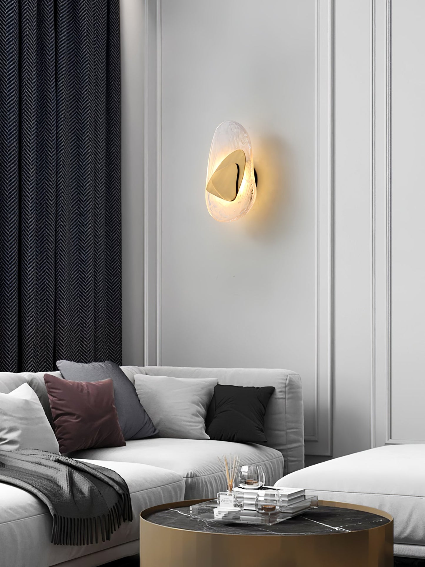 Wall Lamp Set | Metal & Glass | Black & Copper