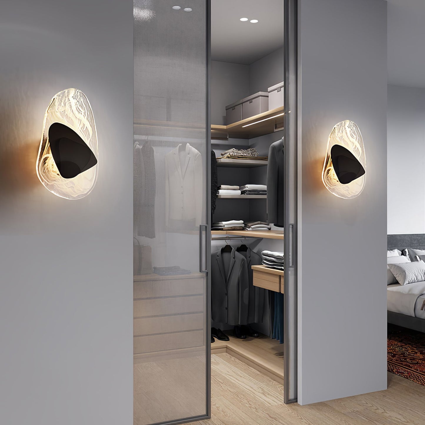 Wall Lamp Set | Metal & Glass | Black & Copper