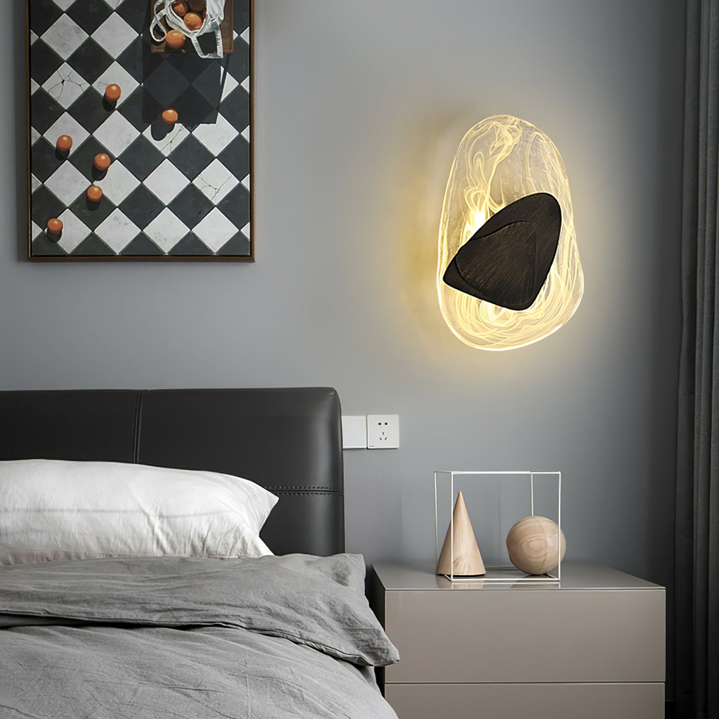 Wall Lamp Set | Metal & Glass | Black & Copper
