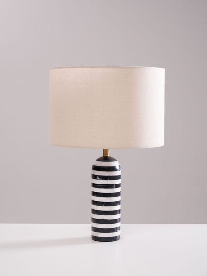 Tuxedo Table Lamp | Black and White Marble | 30cm Diameter