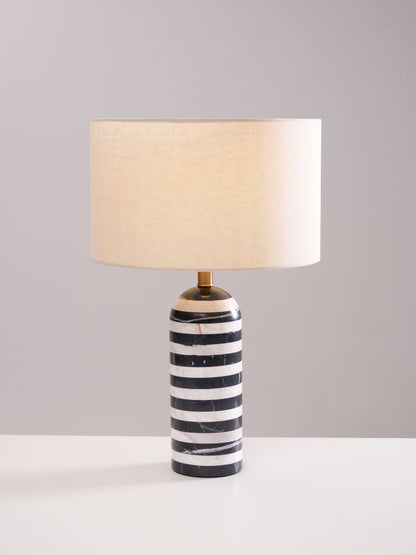 Tuxedo Table Lamp | Black and White Marble | 30cm Diameter