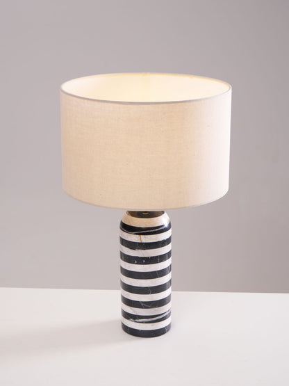 Tuxedo Table Lamp | Black and White Marble | 30cm Diameter