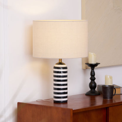 Tuxedo Table Lamp | Black and White Marble | 30cm Diameter