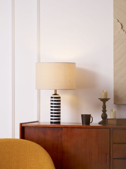 Tuxedo Table Lamp | Black and White Marble | 30cm Diameter
