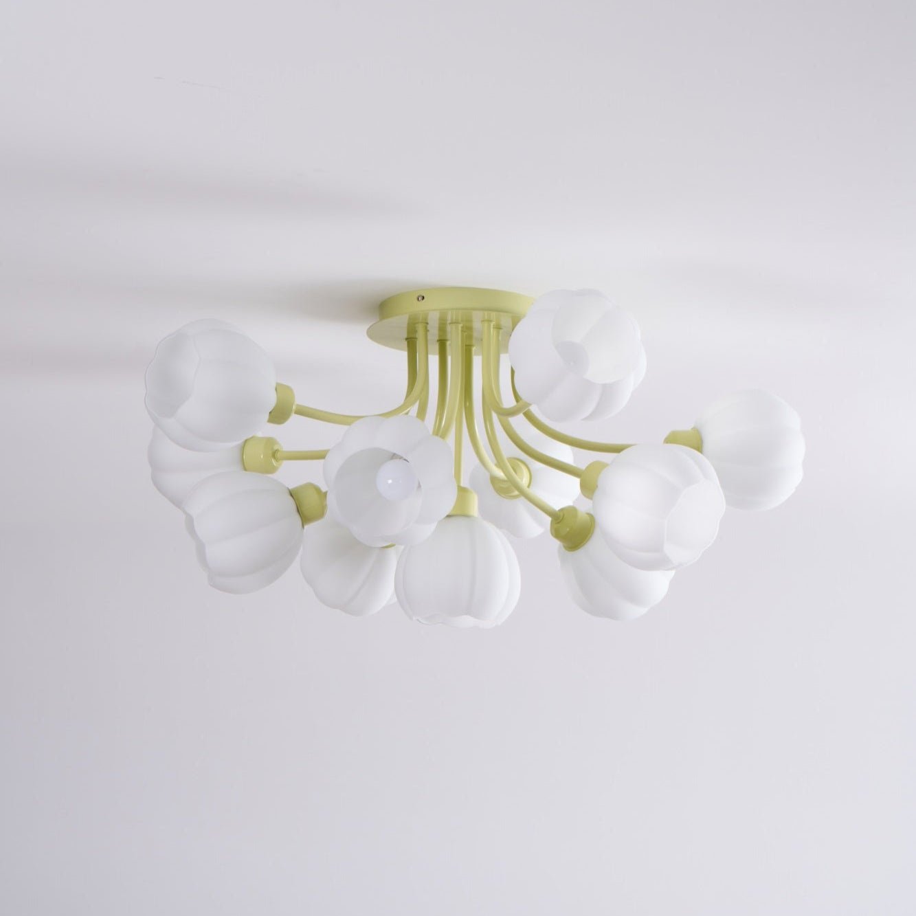Pumpkin Matcha Ceiling Lamp | Glass Shade & Metal Finish | 7, 11, or 13 Heads