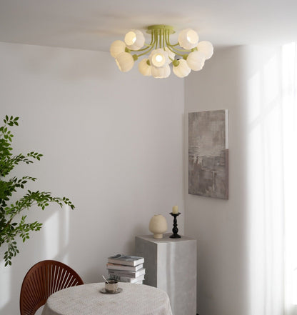 Pumpkin Matcha Ceiling Lamp | Glass Shade & Metal Finish | 7, 11, or 13 Heads