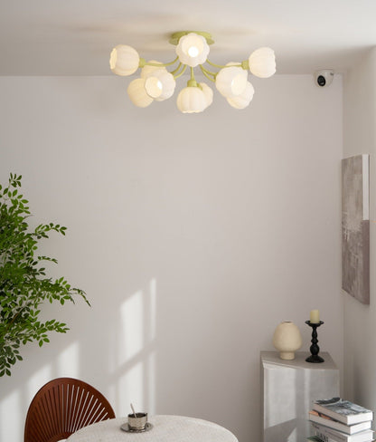 Pumpkin Matcha Ceiling Lamp | Glass Shade & Metal Finish | 7, 11, or 13 Heads