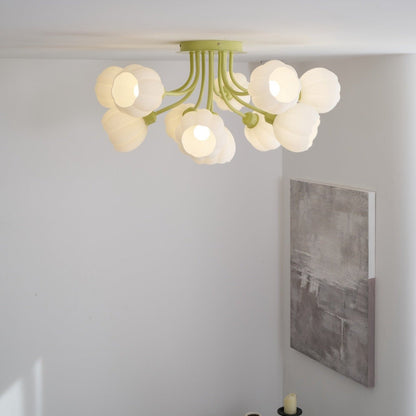 Pumpkin Matcha Ceiling Lamp | Glass Shade & Metal Finish | 7, 11, or 13 Heads
