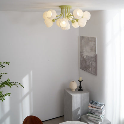 Pumpkin Matcha Ceiling Lamp | Glass Shade & Metal Finish | 7, 11, or 13 Heads