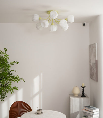 Pumpkin Matcha Ceiling Lamp | Glass Shade & Metal Finish | 7, 11, or 13 Heads