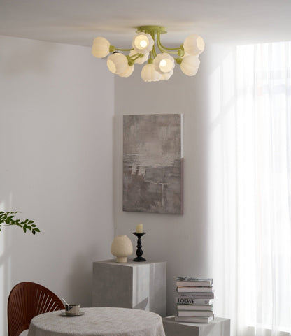 Pumpkin Matcha Ceiling Lamp | Glass Shade & Metal Finish | 7, 11, or 13 Heads