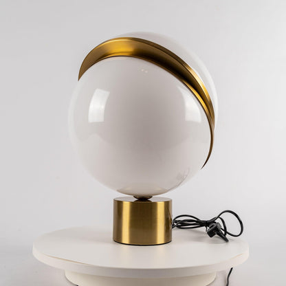 Crescent Table Lamp | Brushed Brass & White Acrylic | 30cm Diameter