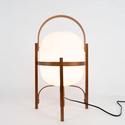 Portable Glass Table Lamp | Wood & Glass | Ash or Walnut Finish