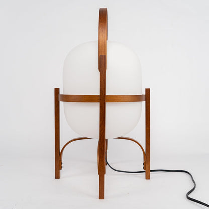 Portable Glass Table Lamp | Wood & Glass | Ash or Walnut Finish